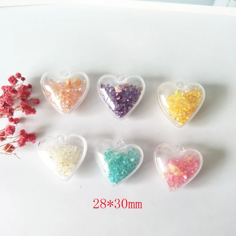 10 шт. подвески для сережек в форме сердца из акриловой смолы кабошон хрустальные