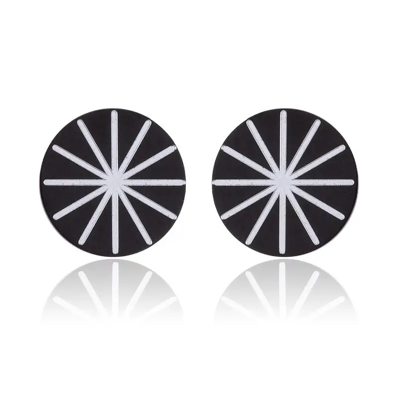 Классические черные серьги-гвоздики Oly2u из нержавеющей стали с изображением Луны