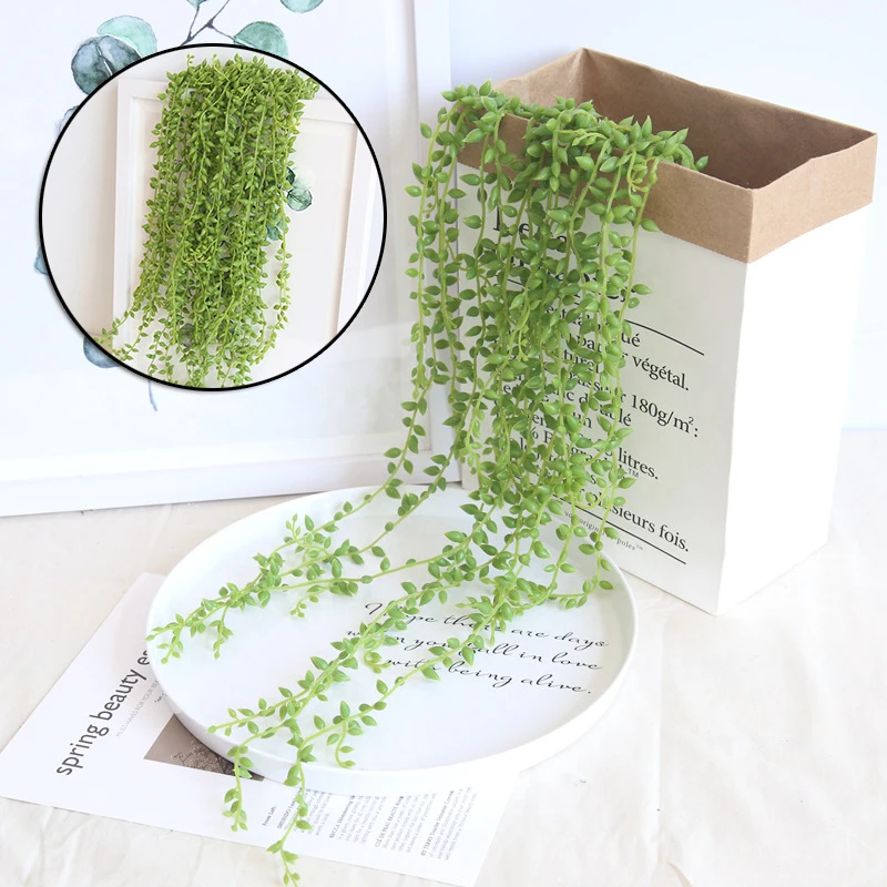 

Artificial Hanging Succulents Plants Greenery Hanging Leaves for Wedding Home Wall Decoration AA