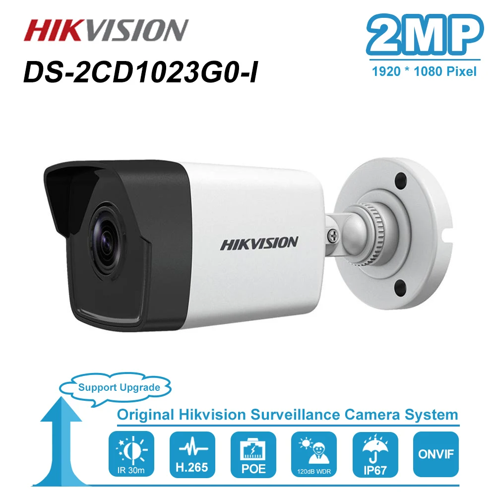 Hikvision DS 2CD1023G0 I 2MP 1080P цилиндрическая IP камера IP67 Ночная Vsion IR 30 М безопасности для