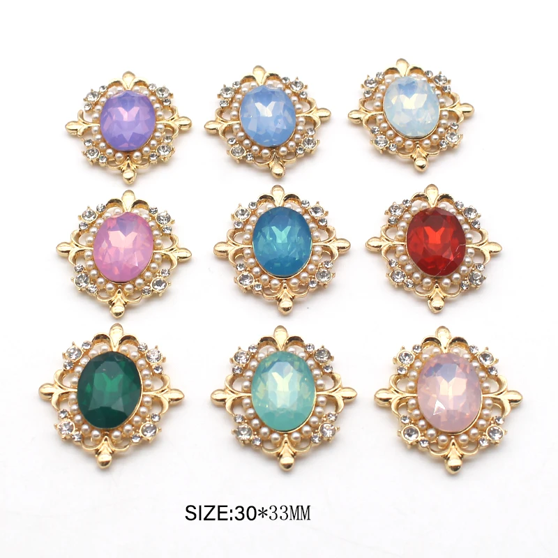 

New Fashion 10Pcs/Lot 30*33mm Oval Hollow Metal Buttons DIY Sewing Rhinestone Alloy Accessories Clothing Decoration Accessories