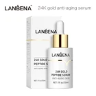 LANNENA 24k Золотая Пептидная сыворотка, Антивозрастная, яркая, увлажняющая, минимизирует мелкие морщины лица, Корейская уходовая маска для кожи 30 мл