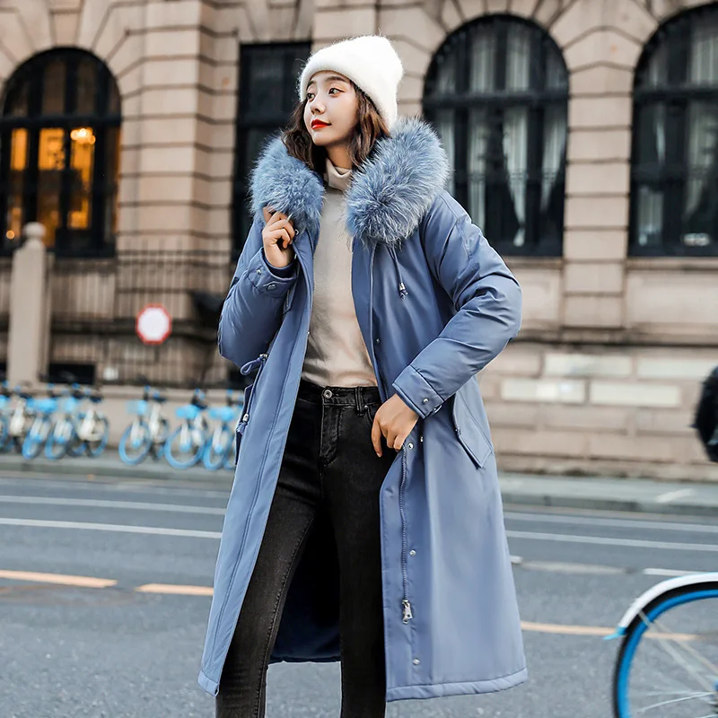 Модная длинная парка hapпри с хлопковой подкладкой и капюшоном Женская облегающая