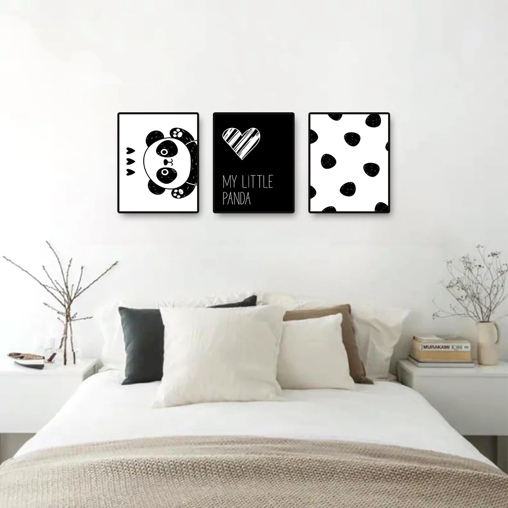 

Laeacco Canvas Calligraphy Painting Panda Funny Cute Retro Posters and Prints Wall Pictures for Living Room Home Decoration