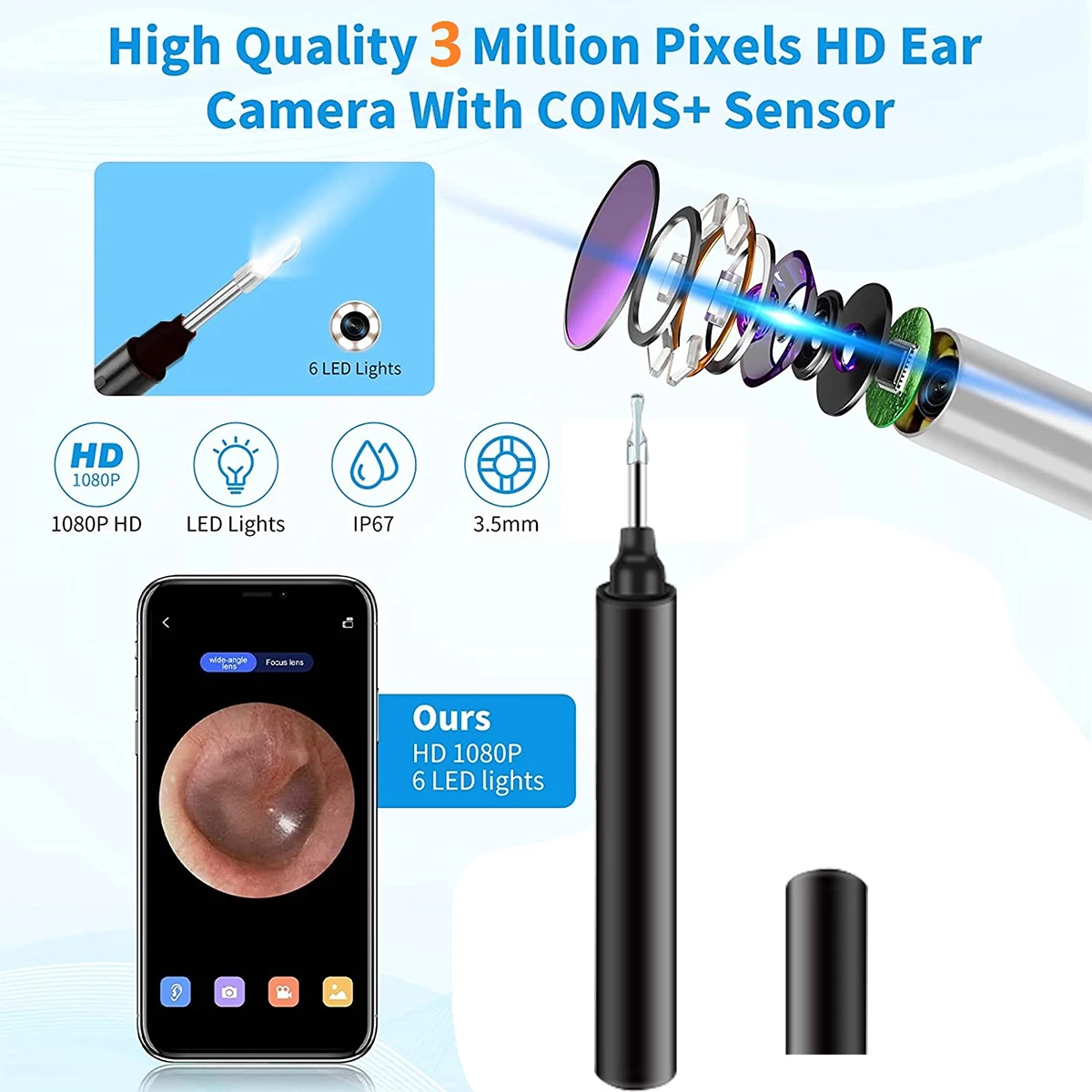 Беспроводная светодиодная ламсветильник для ушной свечи 3 5 мм | Красота и