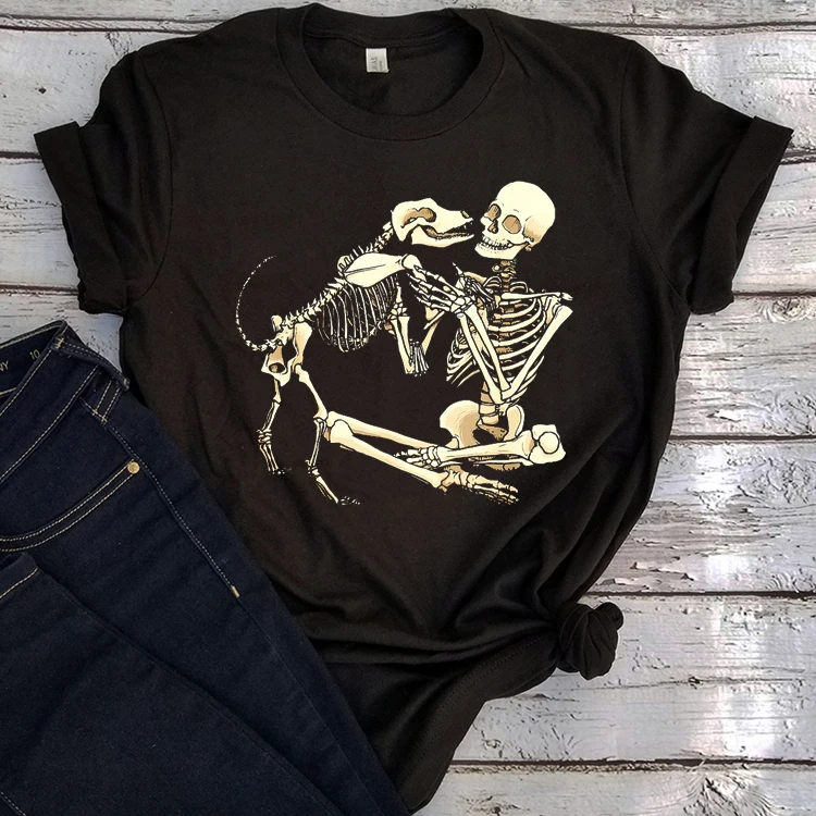 

I Love Dog and Play with Dog Shirt Love Dog Till Dead Tee Dog Skull and Skeleton Clothes Funny Dog and Skull Top Dog Lover XL