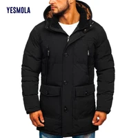 yesmola autumn winter mens cotton padded clothes fashion casual slim thick warm mens coats fur hooded overcoats male clothes