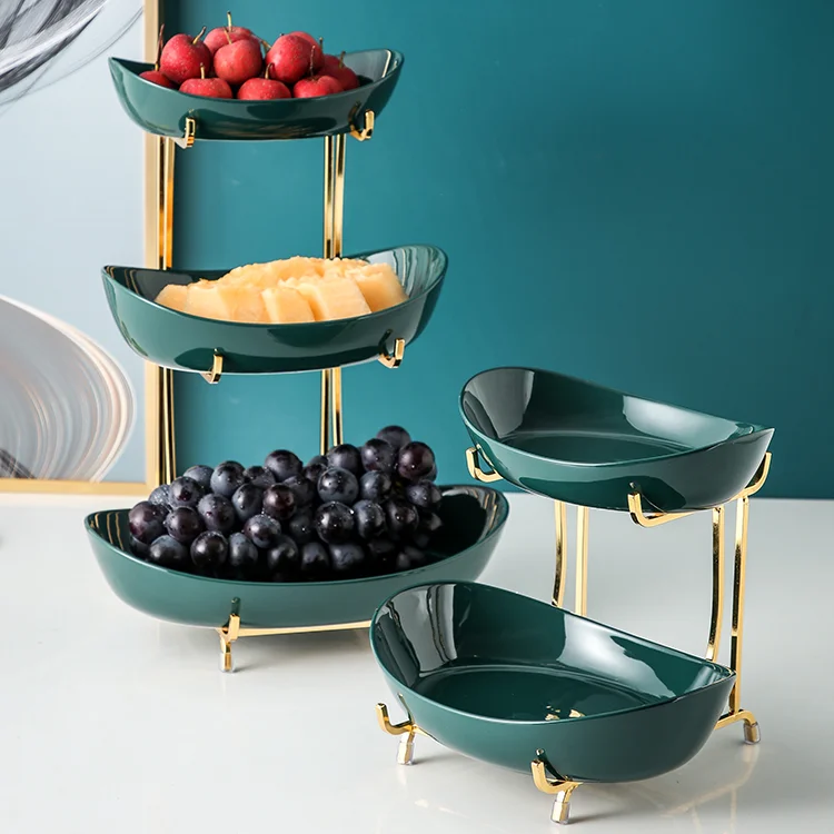

Creative Ceramic Fruit Plates Cake Stand Cute Cupcake Display Dessert Plates Snack Tray Living Room Assiette Tableware DF50TP