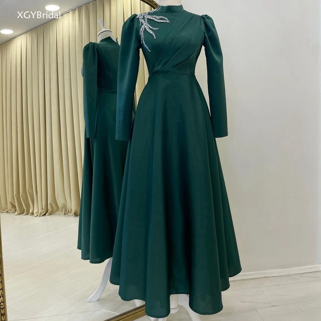 

Женское Плиссированное вечернее платье, роскошное бальное платье с высоким воротником, расшитое бисером, для выпускного вечера