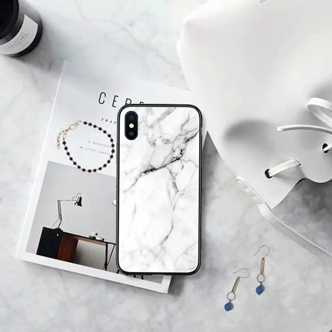 Для iphone xs max 5 5S se чехол для X XS XR 7 8 6 Plus s стеклянный черный мраморный телефона |