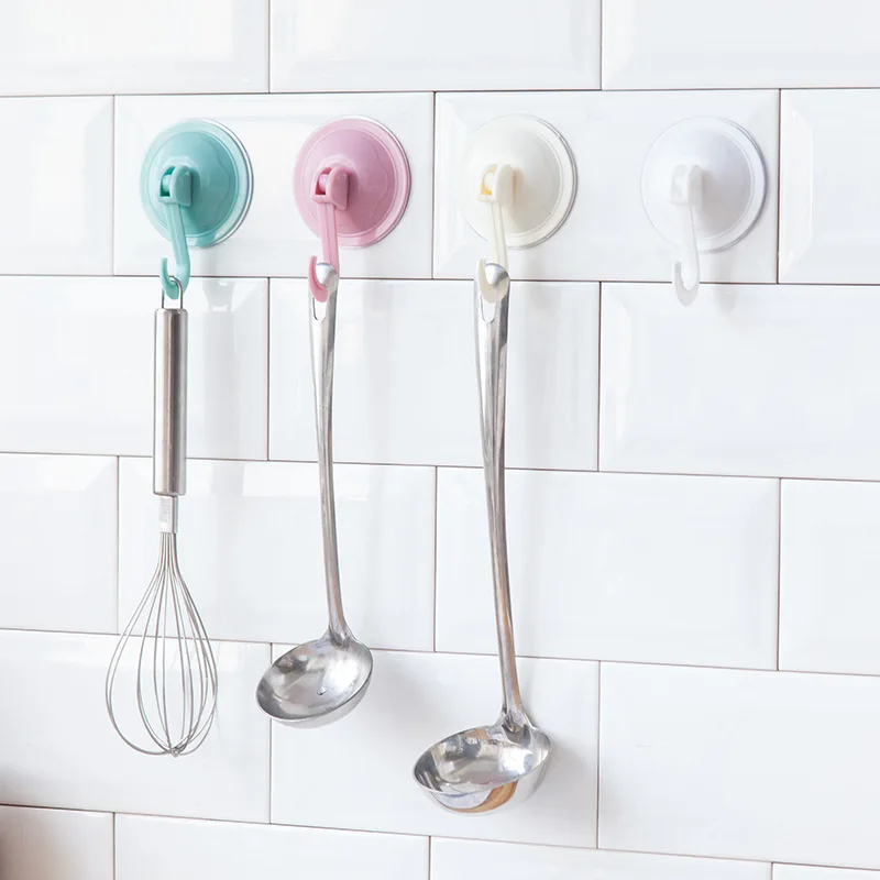

Powerful Sucker Hook Waterproof No-hole Row Hanging Clothes Hat Kitchen Bathroom Wall Hook Storage Rack 3pcs