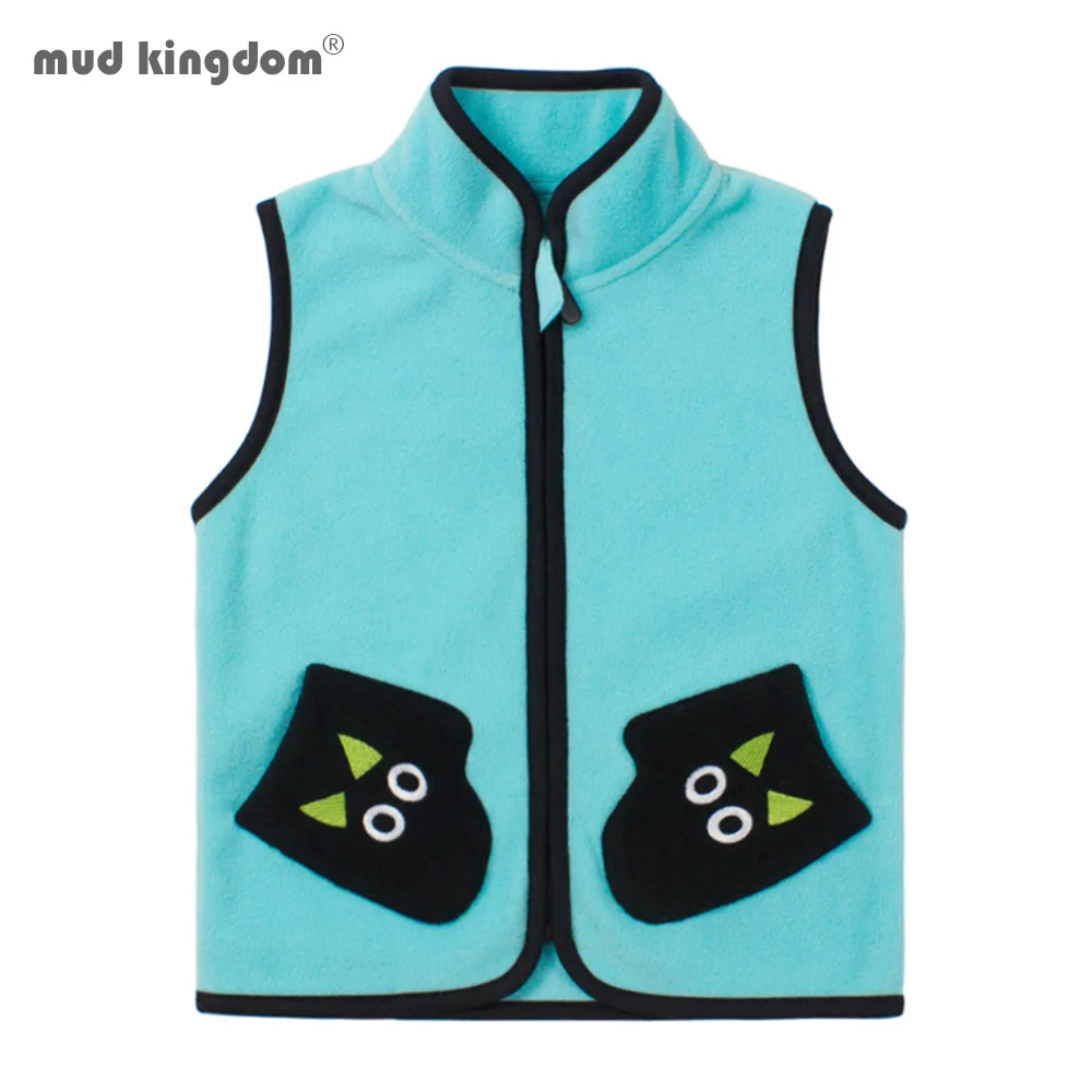 

Mudkingdom Boys Girls Vest Jackets Cartoon Pocket Sleeveless Children Outerwear Coats Autumn Winter Fleece Thick Kids Clothes
