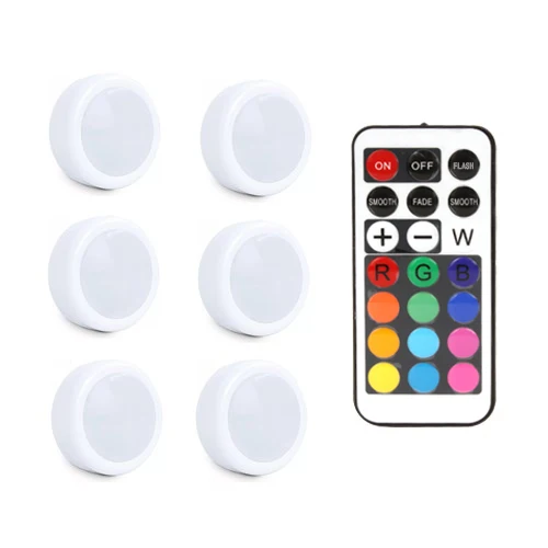 6 Lamps 1 Controller Светодиодная подсветка под шкаф шайба сенсорный датчик RGB 12 цветов затемнения 21 ключ беспроводной шкаф лестница Прихожая шкаф ночник - Цвет: 6 Lamps 1 Controller