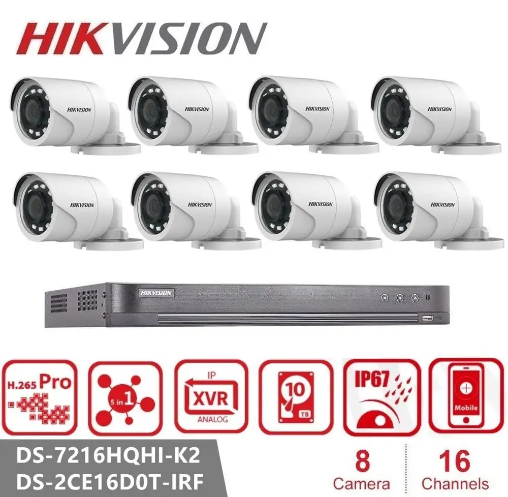 Камера видеонаблюдения Hikvision инфракрасная камера ночного видения 2 Мп 1080