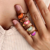 rings 2021 trend classic heart shaped ring copper vintage rings for women jewellery accessories wholesale christmas gift