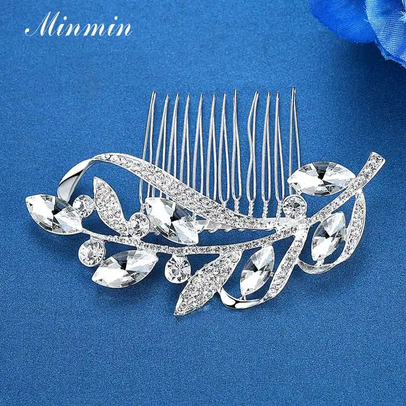 Minmin листьев Форма серебро Цвет с украшением в виде кристаллов гребень Серьги