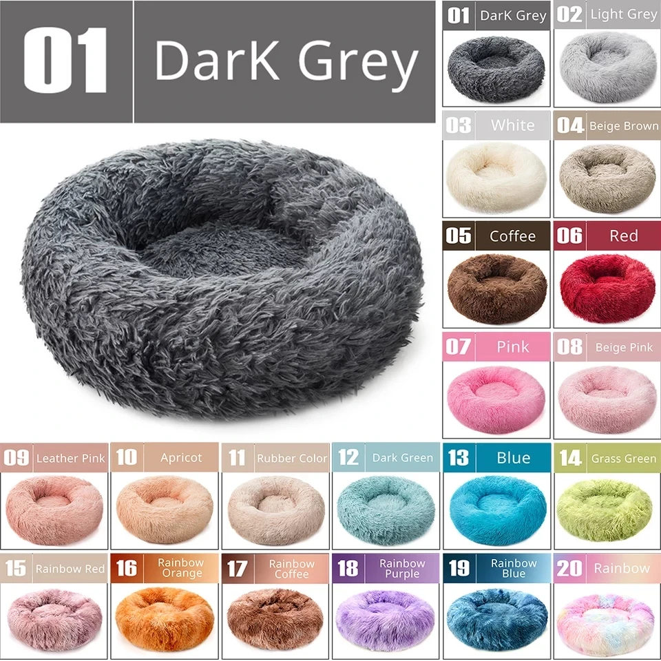 Super Soft Pet Bed Kennel Dog Round Cat Winter Warm Sleeping Bag Long Plush Puppy Cushion Mat Portable Supplies 40/50/60cm | Дом и сад