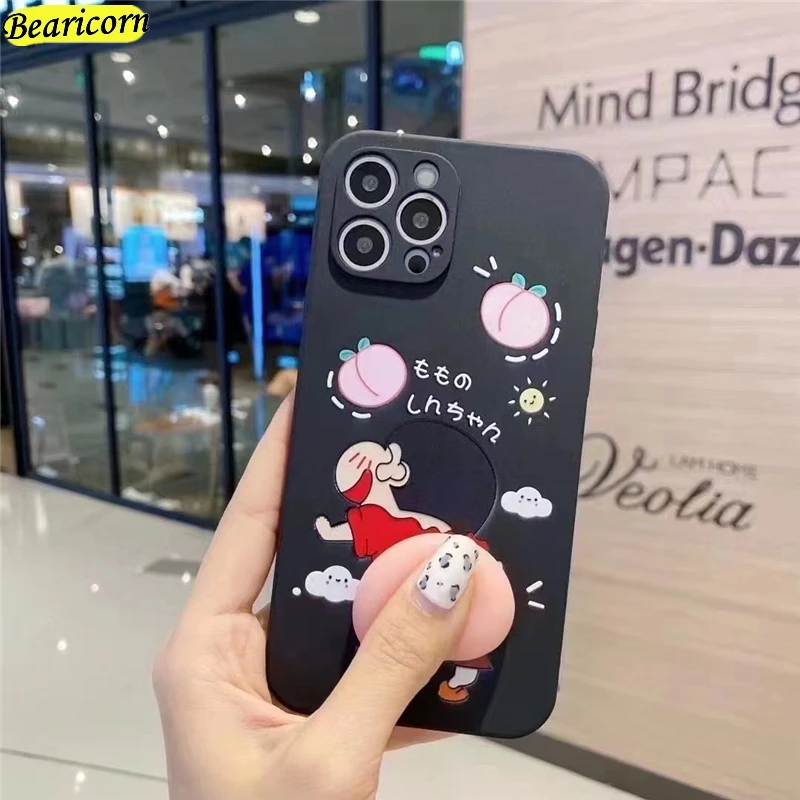 

Crayon Liquid Silicone Soft Buttocks Case For Huawei P40 Lite P30 P20 P Smart Z Pro Mate 20 30 40 Y9 Prime 2019 Y9s 3D Dog Butt