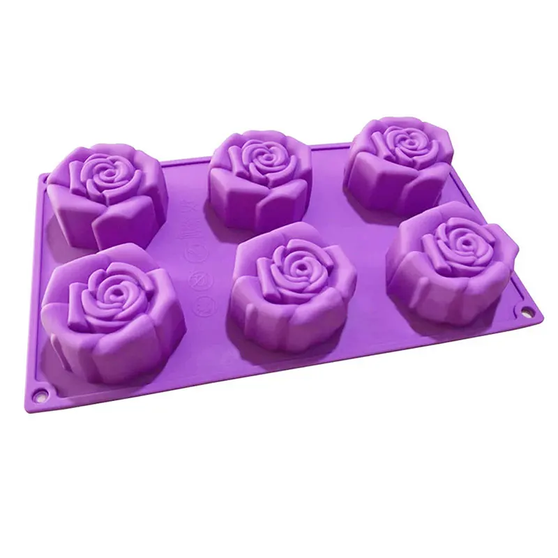 6 cavity роза цветы Fondant (сахарная) Силиконовая Форма Шоколадный торт форма для мыла 3D