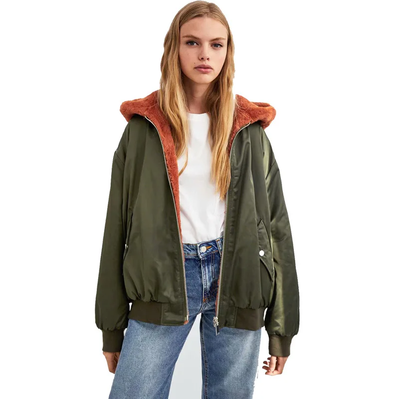 

Зимняя новая Двусторонняя куртка-Авиатор, хлопковый костюм, Европейское и американское большое свободное Женское пальто