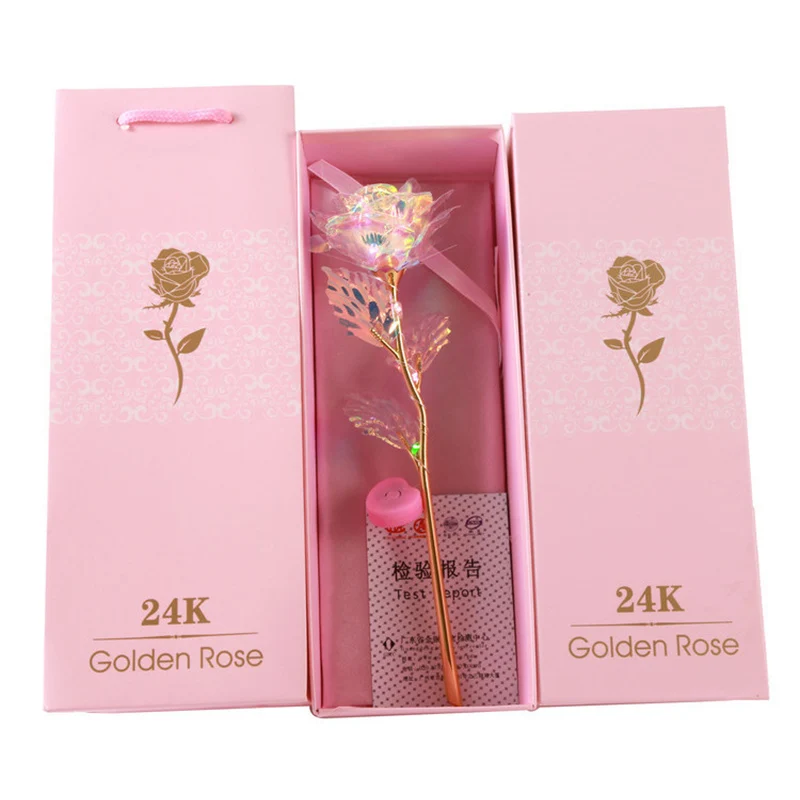 24K цвет Золотая Роза имитация цветка вечный цветок для вашего любовника Свадьба