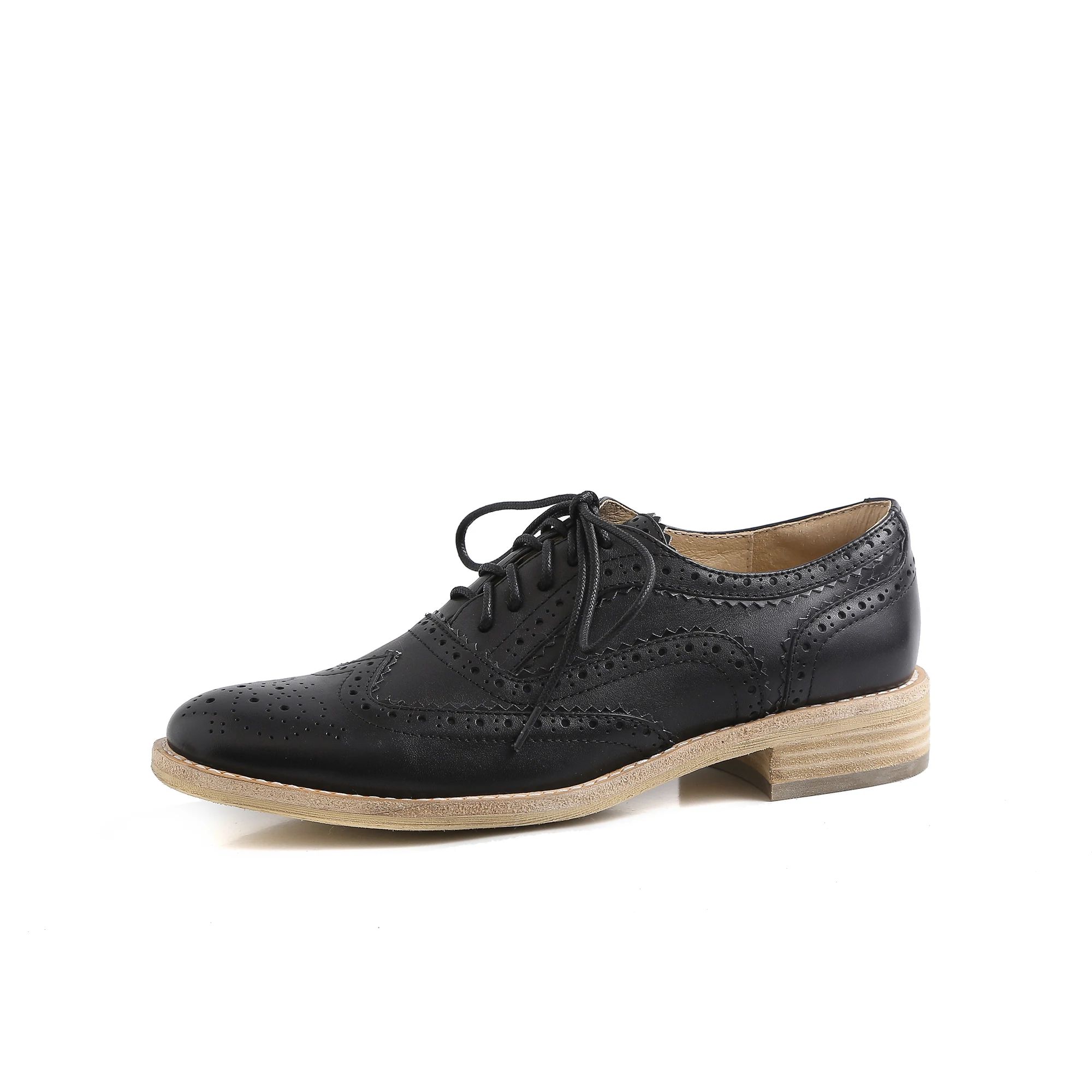 Женские туфли-оксфорды в британском стиле MEZEREON кожаные туфли дерби на плоской