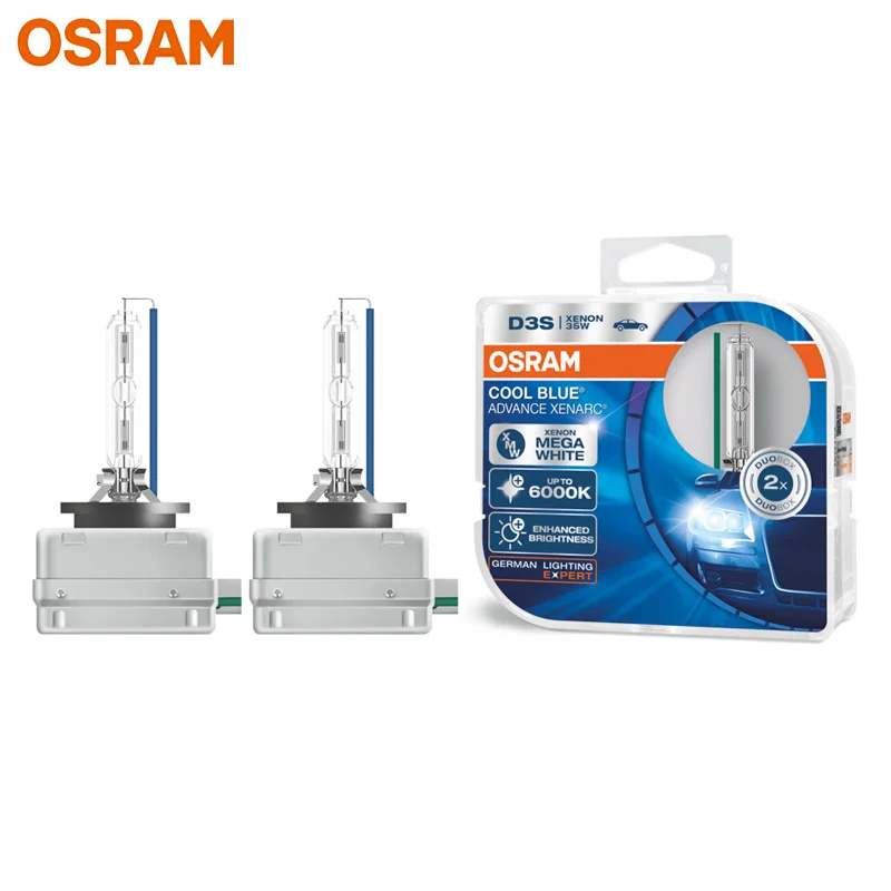 

OSRAM D3S 66340CBA HCB Xenon HID Cool Blue Advance Duo Box 6000K Mega White Car Bulbs Xenon Headlight Auto Original Lamps, Pair