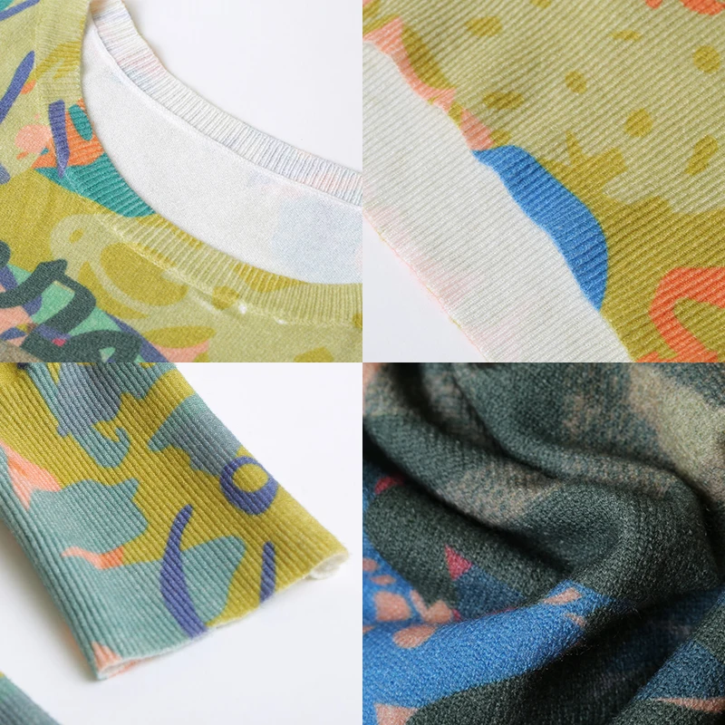 Осенне-зимний свободный свитер XIKOI с принтом Женский пуловер теплые свитера