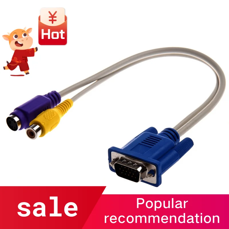 Горячий 3C-TV-out VGA к S-видео/RCA Кабельный адаптер | Электроника