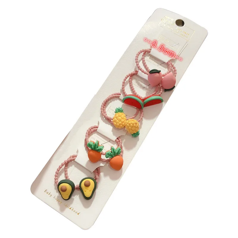 

10Pcs/Set Children Cute Cartoon Flower Fruit Rubber Bands Girl Sweet Princess Elastic Hair Bands Scrunchies Kid Hair Accessories