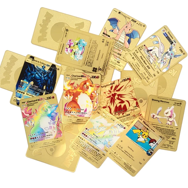 

5 Styles French Pokemon Cards Metal Cards 1st Edition Charizard Pikachu Charizard VMAX GX Anime Battle Game Kids Gift Toys