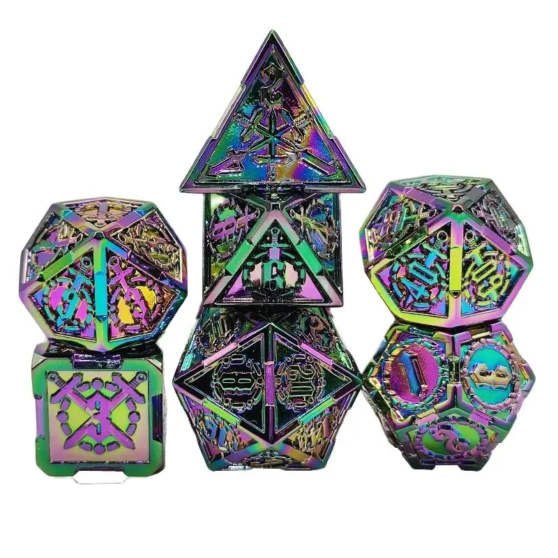 Brand new metal hollow DND dice set unisex polyhedral role-playing game dice play Dobbelstenen Dobbel game