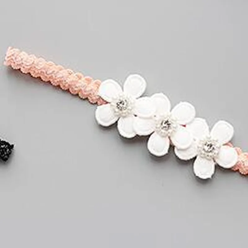 

1PC Baby Pure Color Bowknot Lace Girls Turban Pearl Flower Turban Headband Headband Baby Hair Accessories 2021