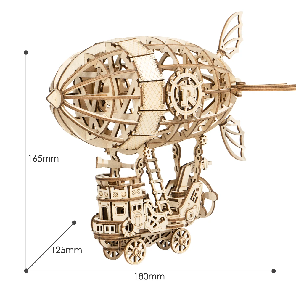 

176 Pcs/Set Children Creative Toys DIY 3D Wooden Airship Puzzle Game Popular Toy Gift for Kids Living Room Decoration