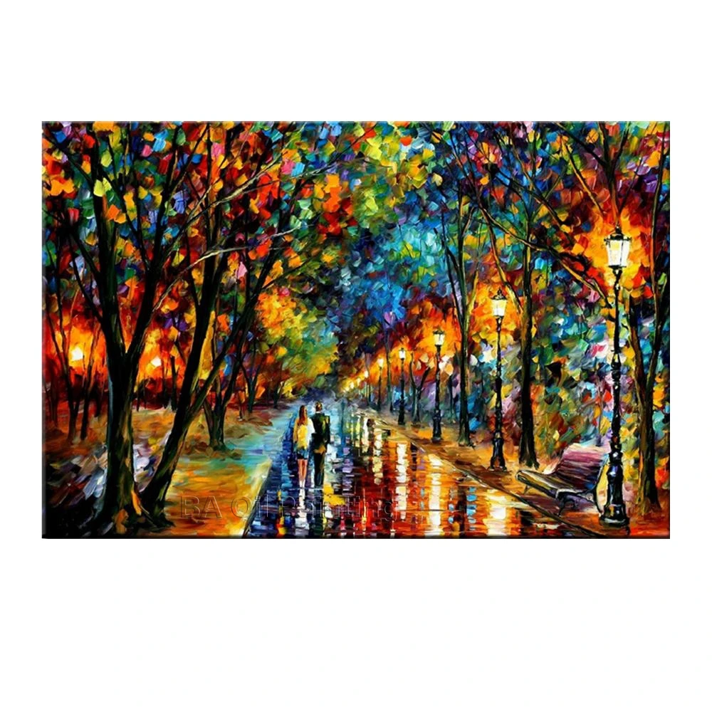 

Современная палитра без рамки ручная роспись нож Парк улица масляная живопись на холсте художественные картины для декора комнаты Настенн...