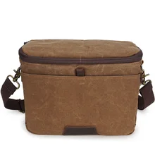 Oil Wax Canvas Waterproof Camera Bag Detachable Shoulder Strap Backpack Camera Bag Liner