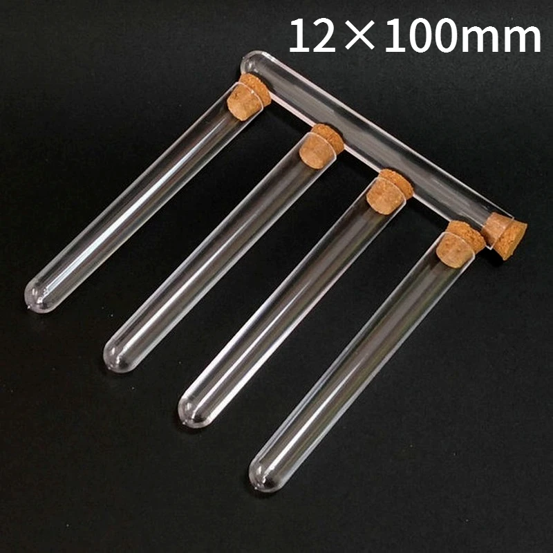 Лабораторная прозрачная пластиковая пробирка 100 шт./лот 12x100 мм круглая трубка с