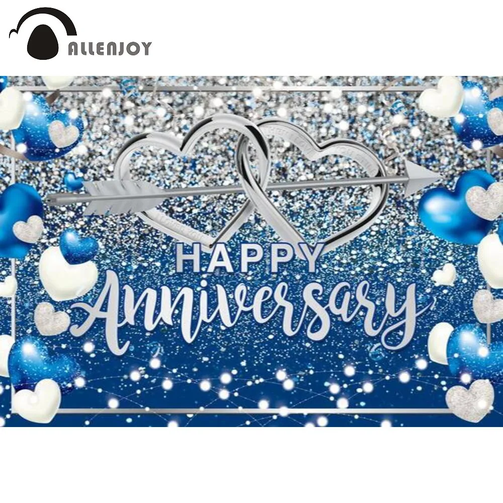 Фон Allenjoy для вечеринки на годовщину голубой воздушный шар красная роза декор