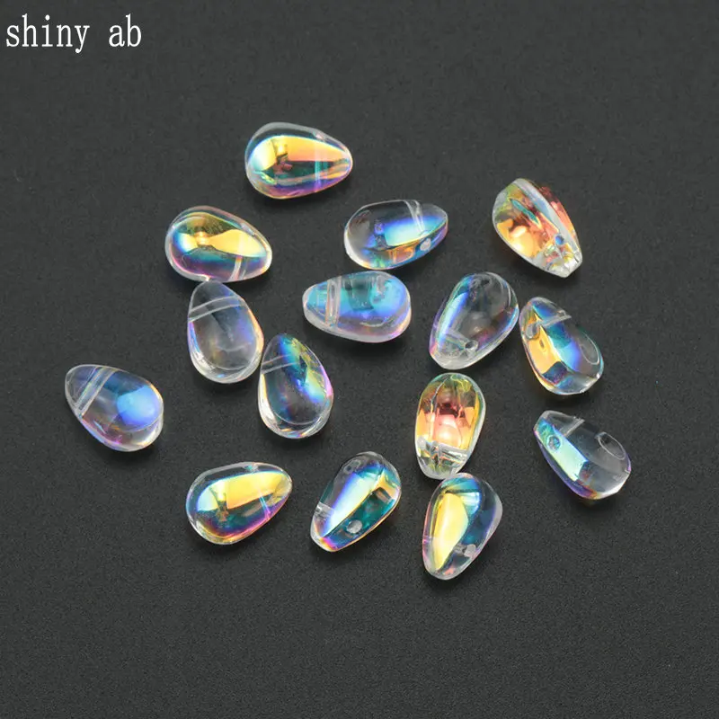 shiny ab 100 шт 6x9 мм смешанные цвета гладкое стекло капли воды бусины Кристалл Австрийские бусины для браслета серьги изготовление Ювел - Цвет: shiny ab