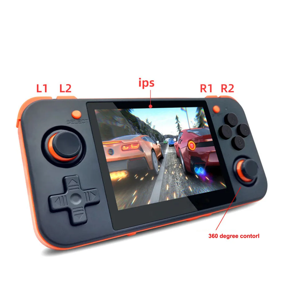 Günstig Mini 3,5 Zoll HD IPS Bildschirm Retro Spiel Konsole RG350 Linux System 16G + 128G TF Karte Handheld Video Game Controller Joystick