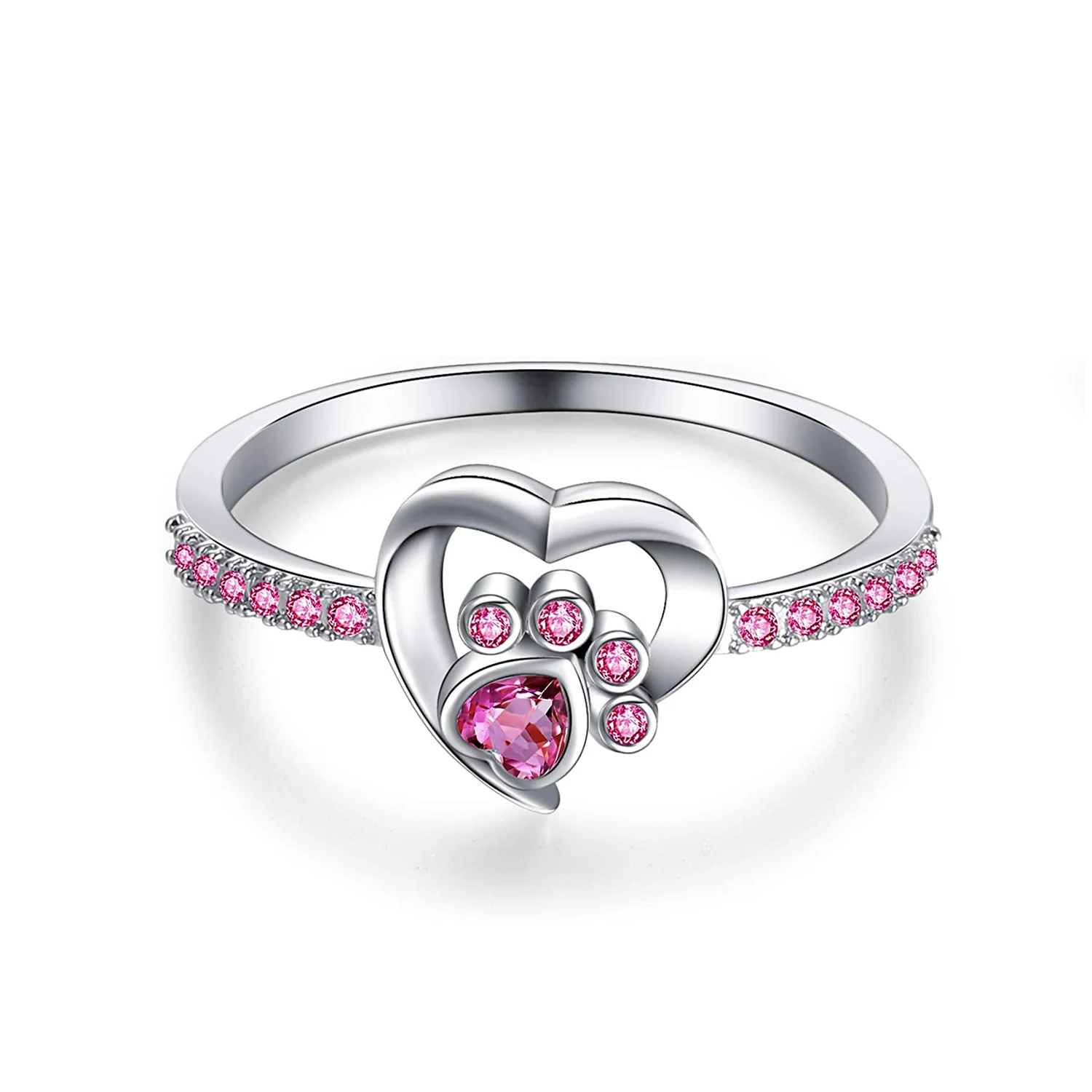 Сердце Форма с Кошка Собака Щенок кольца лапой ювелирные изделия кольцо