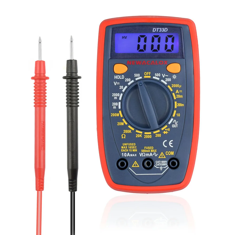 Red Multimeter NEWACALOX Электрический инструмент ЖК-цифровой мультиметр AC/DC Амперметр Вольтметр Ом портативный клещи Тестер инструмент - Цвет: Red Multimeter
