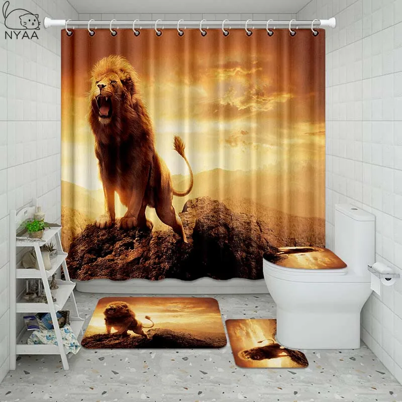 Водонепроницаемая душевая занавеска в ванную комнату с 3D изображением животных |