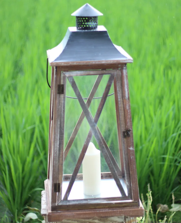 Деревянные стеклянные подсвечники садовая ветровая лампа украшение