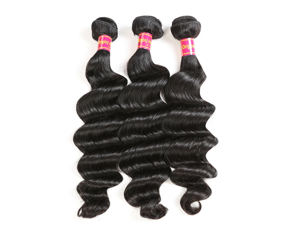 Ali queen hair Products 3 шт. бразильские Свободные глубокие человеческие волосы пучки с швейцарским кружевом парик с пробором посередине/ часть девственные волосы