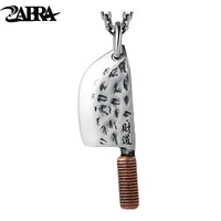 zabra 925 sterling silver pendant men kitchen knife shape wealth meaning punk rock hiphop biker man necklace gothic jewelry