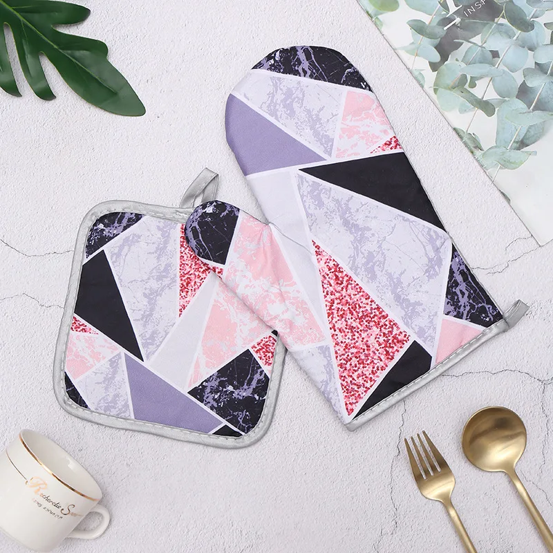 Перчатки для микроволновой печи варежки приготовления пищи синие и белые