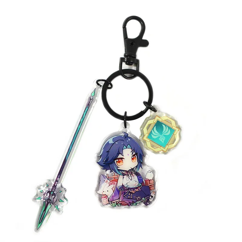 Genshin Impact Акриловый брелок с игровой фигуркой Кадэхара Кадзуха, Сяо, Чжонгли, Кокоми, Ганью Подвеска-брелок для коллекции.