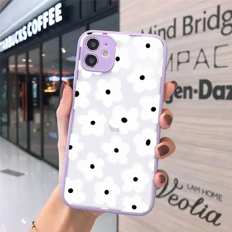 

Flowers pink design painting Phone Case For iPhone 12 11 Mini Pro XR XS Max 7 8 Plus X Matte transparent Purple Cover