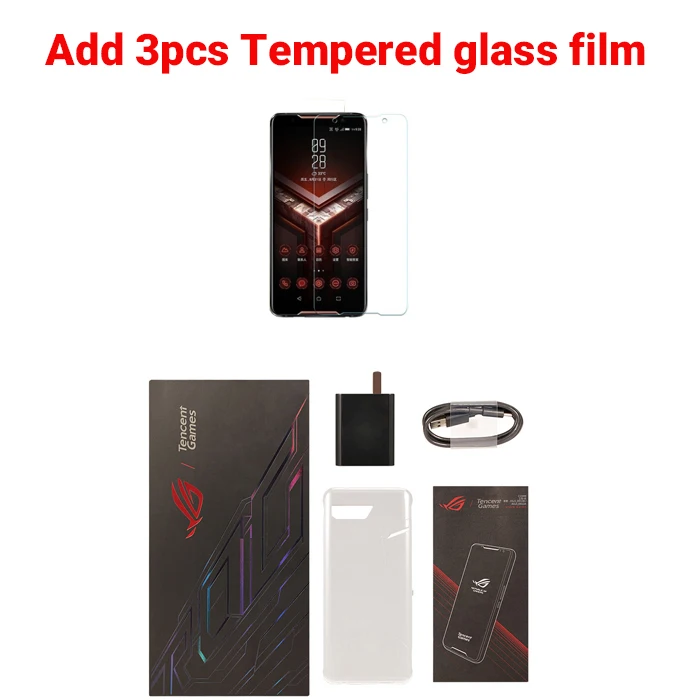 add 3pcs Glass film Global Firmwar Asus ROG Phone 2 8 Гб 128 ГБ игровой телефон ROG Phone II ZS660KL 6,59 дюймов 8 Гб 128 ГБ Snapdragon 855+ 6000 мАч мобильный телефон - Цвет: add 3pcs Glass film